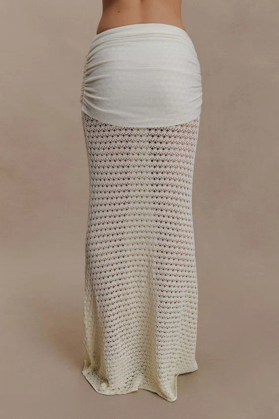 Mania Crochet Maxi Skirt With Hardware – Ivory Mania Crochet Maxi Skirt With Hardware – Ivory