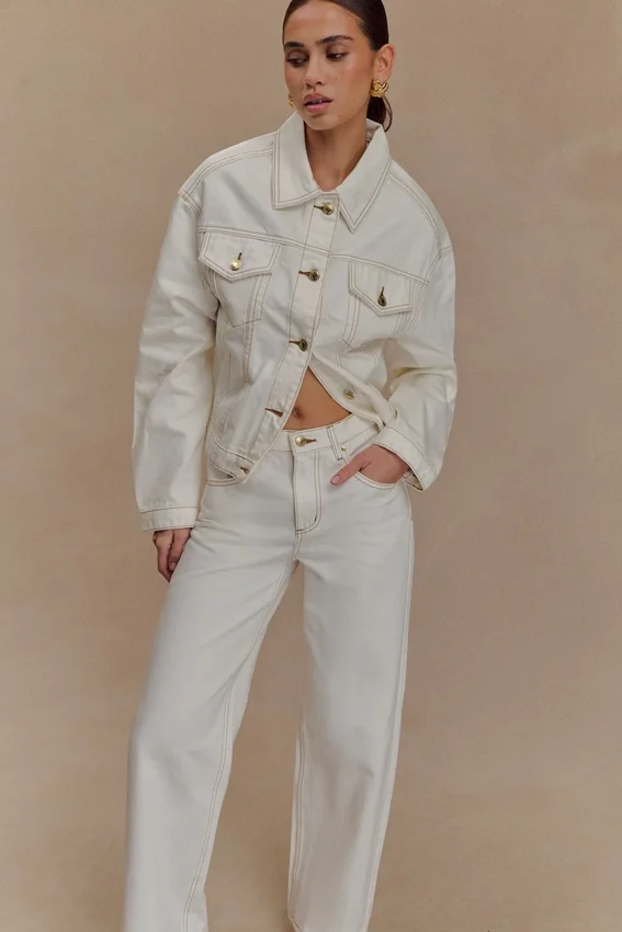 Mannon Mid Rise Denim Jeans – White Mannon Mid Rise Denim Jeans – White