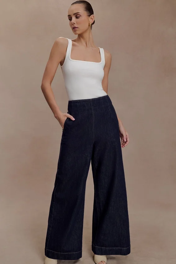 Maral High Waisted Dart Jeans – Washed Indigo Blue Maral High Waisted Dart Jeans – Washed Indigo Blue