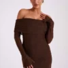 Marcel Off Shoulder Diamante Maxi Dress – Chocolate Marcel Off Shoulder Diamante Maxi Dress – Chocolate