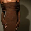 Marcel Off Shoulder Diamante Maxi Dress – Chocolate Marcel Off Shoulder Diamante Maxi Dress – Chocolate