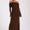 Marcel Off Shoulder Diamante Maxi Dress – Chocolate Marcel Off Shoulder Diamante Maxi Dress – Chocolate