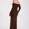 Marcel Off Shoulder Diamante Maxi Dress – Chocolate Marcel Off Shoulder Diamante Maxi Dress – Chocolate