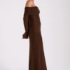 Marcel Off Shoulder Diamante Maxi Dress – Chocolate Marcel Off Shoulder Diamante Maxi Dress – Chocolate