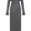 Marcel Off Shoulder Diamante Maxi Dress – Gunmetal