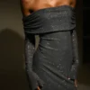 Marcel Off Shoulder Diamante Maxi Dress – Gunmetal