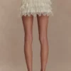 Margaret Lace Ruffle Mini Skort – Cream