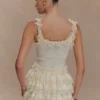Margaret Lace Ruffle Mini Skort – Cream