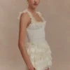 Margaret Lace Ruffle Mini Skort – Cream