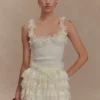 Margaret Lace Ruffle Mini Skort – Cream