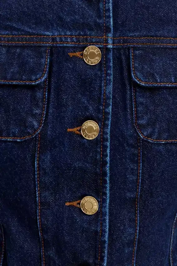Marge Fitted Denim Short Sleeve Top – Indigo Blue Marge Fitted Denim Short Sleeve Top – Indigo Blue
