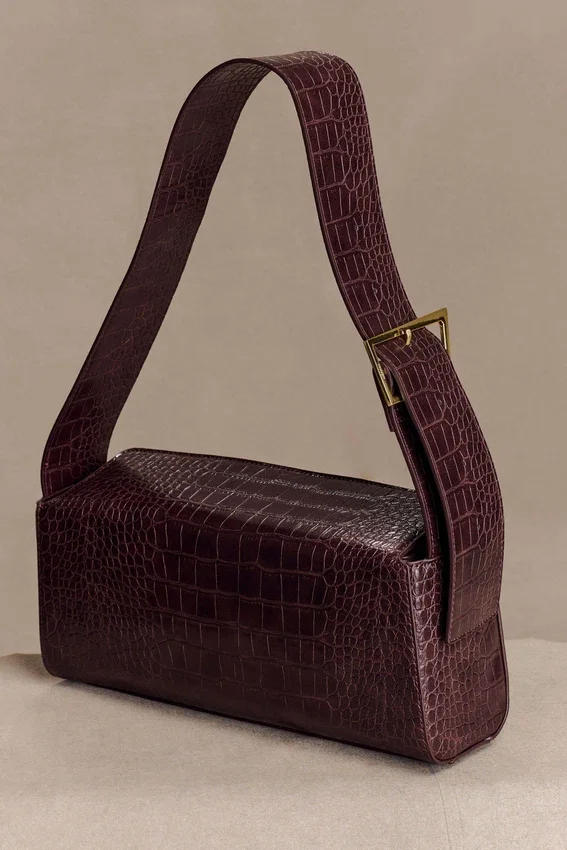 Maria Faux Leather Crocodile Shoulder Bag – Chocolate Maria Faux Leather Crocodile Shoulder Bag – Chocolate