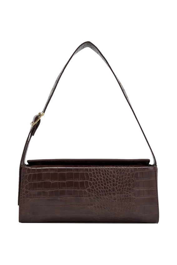 Maria Faux Leather Crocodile Shoulder Bag – Chocolate Maria Faux Leather Crocodile Shoulder Bag – Chocolate