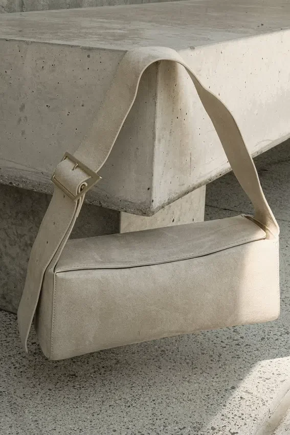 Maria Faux Suede Shoulder Bag – Stone Maria Faux Suede Shoulder Bag – Stone
