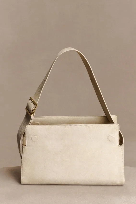 Maria Faux Suede Shoulder Bag – Stone Maria Faux Suede Shoulder Bag – Stone