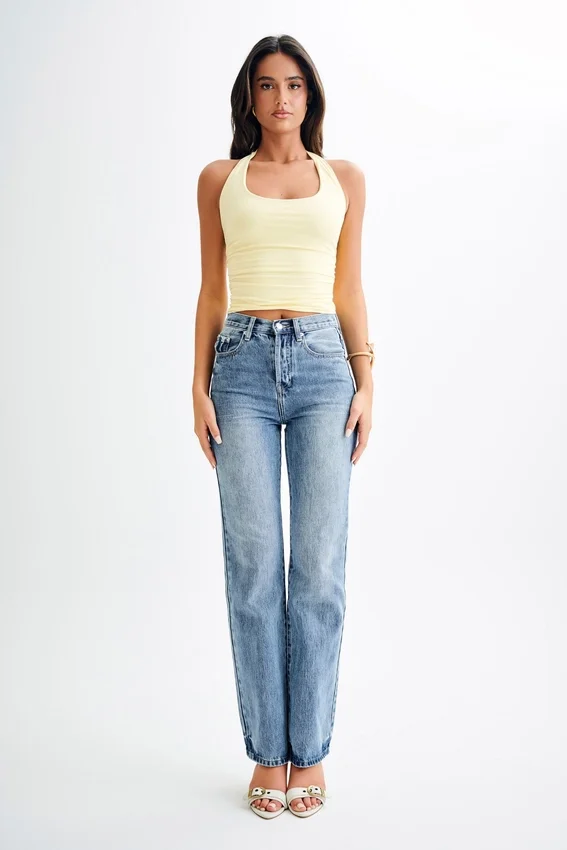 Marie Recycled Halter Top – Lemon Sherbet Marie Recycled Halter Top – Lemon Sherbet
