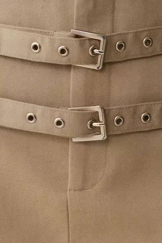 Marielle Double Belt Mini Skirt – Taupe Marielle Double Belt Mini Skirt – Taupe