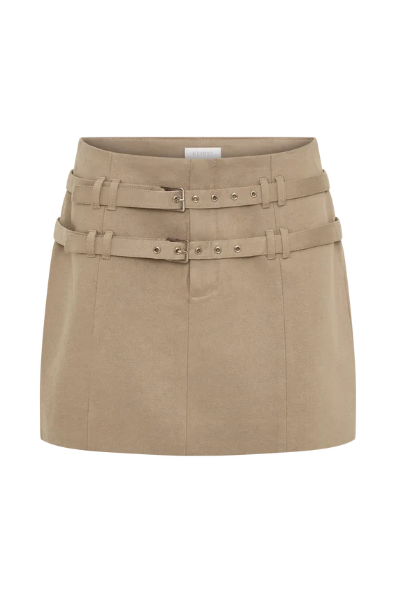 Marielle Double Belt Mini Skirt – Taupe Marielle Double Belt Mini Skirt – Taupe