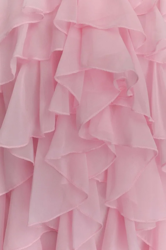 Marigold Ruffle Halter Mini Dress – Powder Pink Marigold Ruffle Halter Mini Dress – Powder Pink