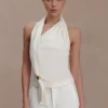 Marina Halter Top With Hardware – Ivory
