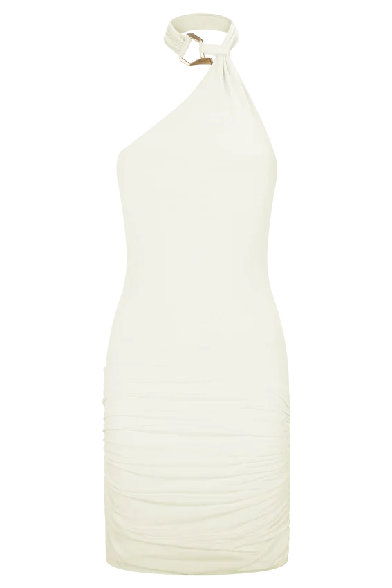 Mariposa Slinky Halter Mini Dress – Ivory Mariposa Slinky Halter Mini Dress – Ivory