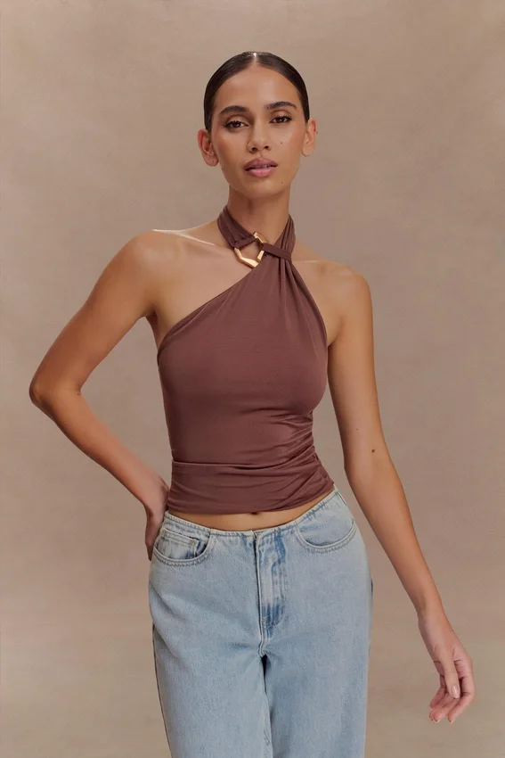 Mariposa Slinky Halter Top – Chocolate Mariposa Slinky Halter Top – Chocolate