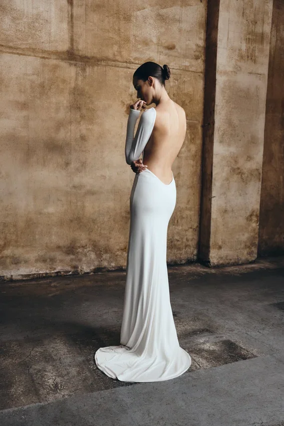 Marlene Slinky Low Back Maxi Dress – White Marlene Slinky Low Back Maxi Dress – White