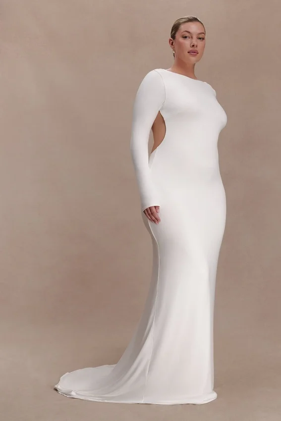 Marlene Slinky Low Back Maxi Dress – White Marlene Slinky Low Back Maxi Dress – White