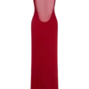 Marlon Crepe And Mesh Maxi Dress – Cherry Red