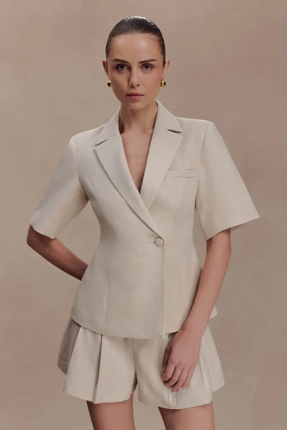 Martine Short Sleeve Linen Top – Natural Martine Short Sleeve Linen Top – Natural