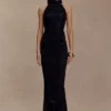 Matilda Ruched Mesh Maxi Skirt – Black