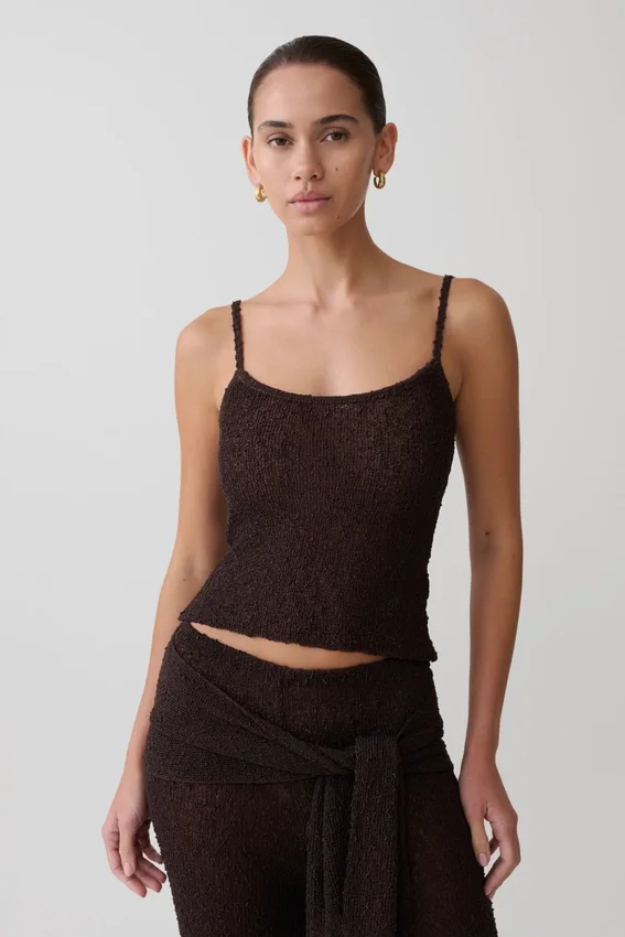 Mattais Boucle Knit Top – Dark Chocolate Mattais Boucle Knit Top – Dark Chocolate