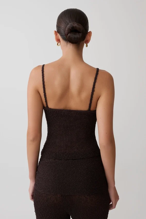 Mattais Boucle Knit Top – Dark Chocolate Mattais Boucle Knit Top – Dark Chocolate