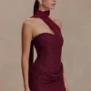 Mattea Diamante Mini Dress With Scarf – Plum