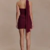 Mattea Diamante Mini Dress With Scarf – Plum
