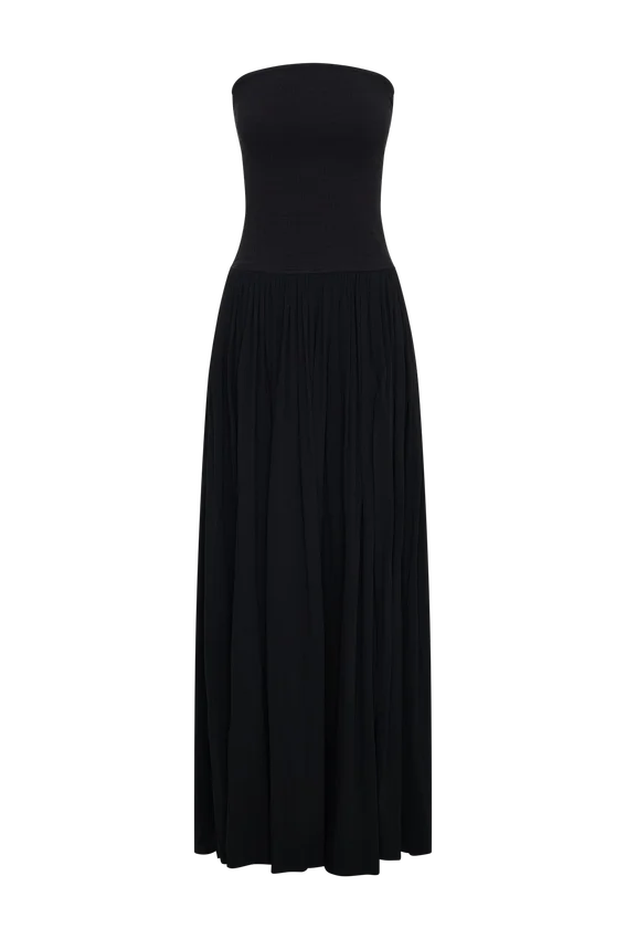 Maureen Cotton Shirring Maxi Dress – Black Maureen Cotton Shirring Maxi Dress – Black