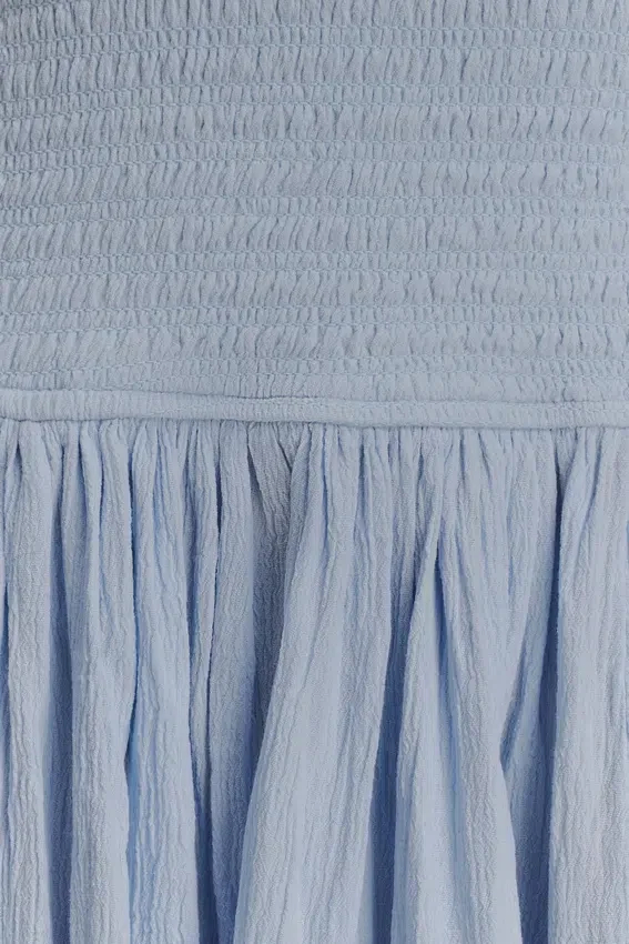 Maureen Cotton Shirring Maxi Dress – Powder Blue Maureen Cotton Shirring Maxi Dress – Powder Blue