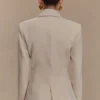 Max Cinched Waist Blazer – Ivory Stone