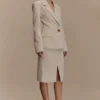 Max Cinched Waist Blazer – Ivory Stone