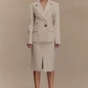 Max Cinched Waist Blazer – Ivory Stone