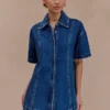 Maya Oversized Denim Shirt – Dark Blue