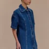 Maya Oversized Denim Shirt – Dark Blue