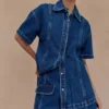 Maya Oversized Denim Shirt – Dark Blue