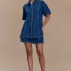 Maya Oversized Denim Shirt – Dark Blue