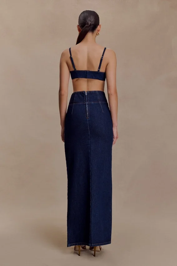 Maylena High Rise Denim Maxi Skirt – Indigo Blue Maylena High Rise Denim Maxi Skirt – Indigo Blue