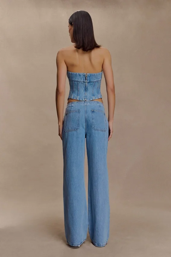 Meadow Denim Corset Halter Top – Classic Blue Meadow Denim Corset Halter Top – Classic Blue