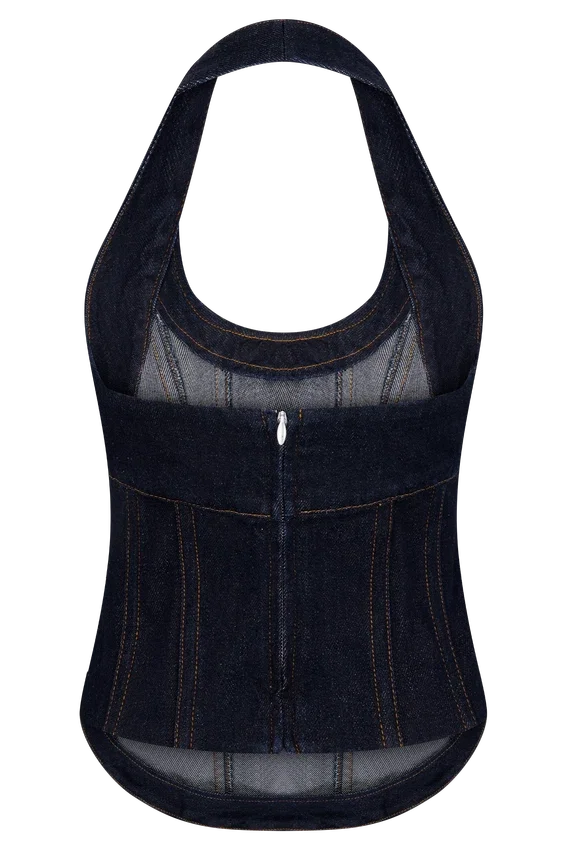 Meadow Denim Corset Halter Top – Indigo Blue Meadow Denim Corset Halter Top – Indigo Blue
