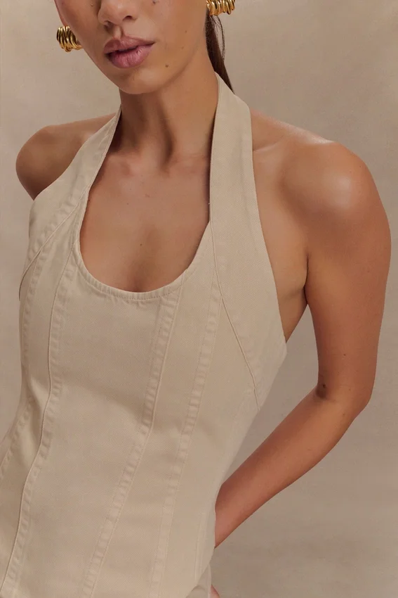 Meadow Denim Corset Halter Top – Stone Wash Meadow Denim Corset Halter Top – Stone Wash