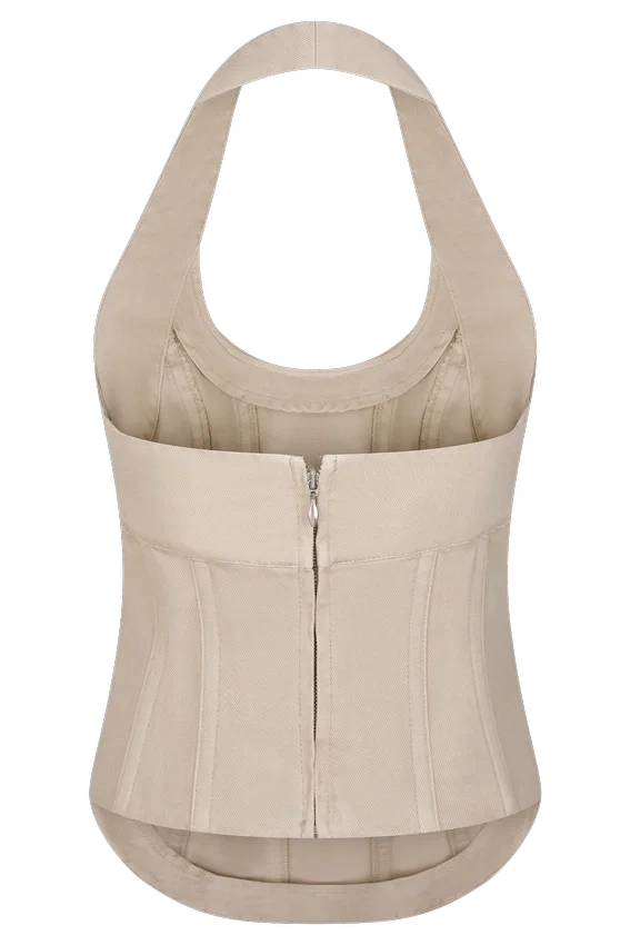 Meadow Denim Corset Halter Top – Stone Wash Meadow Denim Corset Halter Top – Stone Wash