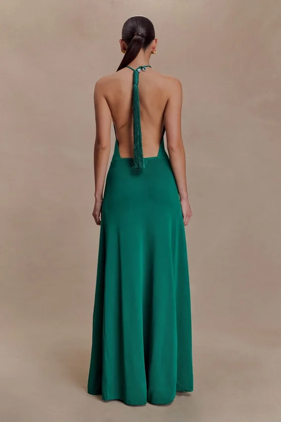 Meg Halter Tassel Maxi Dress – Emerald Meg Halter Tassel Maxi Dress – Emerald